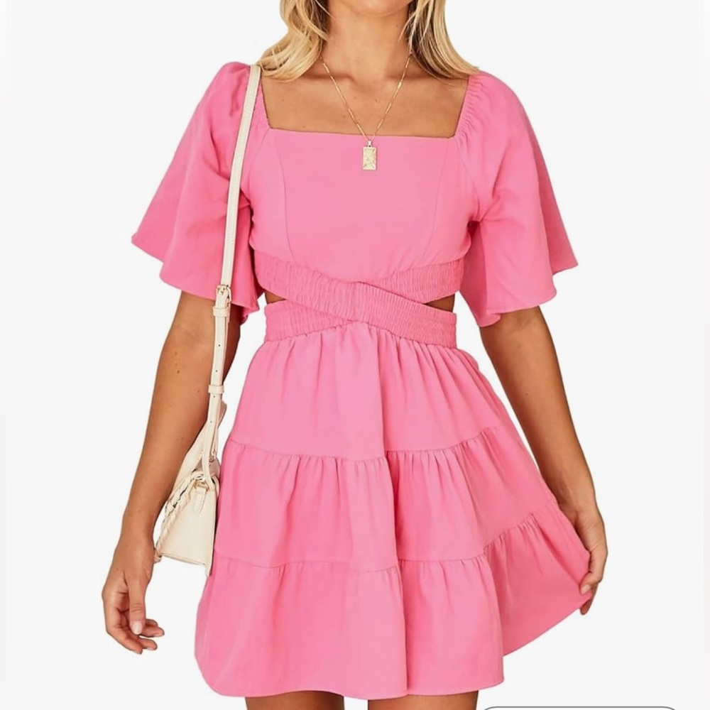 Pink Cut Out Mini Dress